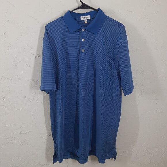 Peter Millar Summer Comfort Striped Polo Shirt Stretch Golf Size L Large - Picture 1 of 8